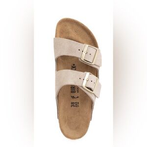 Birkenstock Arizona Shimmering Suede Taupe Sandals NIB Women’s 7 EU 38